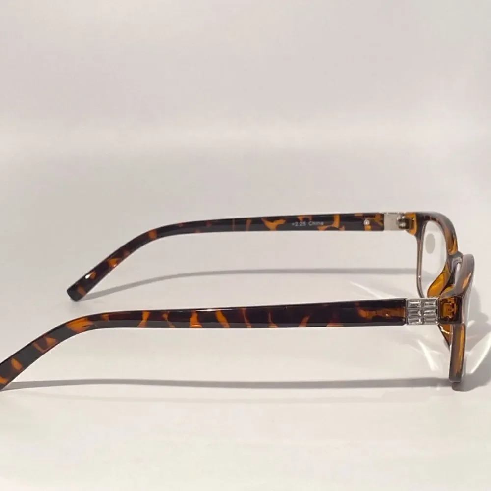 Reading Glasses 2.25 Tortoise with Decorative Silver Detail Readers NWT - Picture 5 of 7